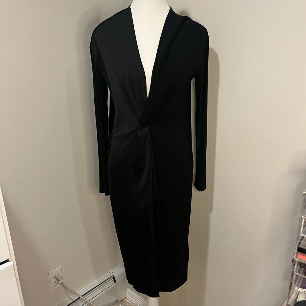 Bcbgmaxazria Twist-Front Knit Black Dress